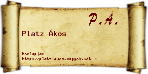 Platz Ákos névjegykártya